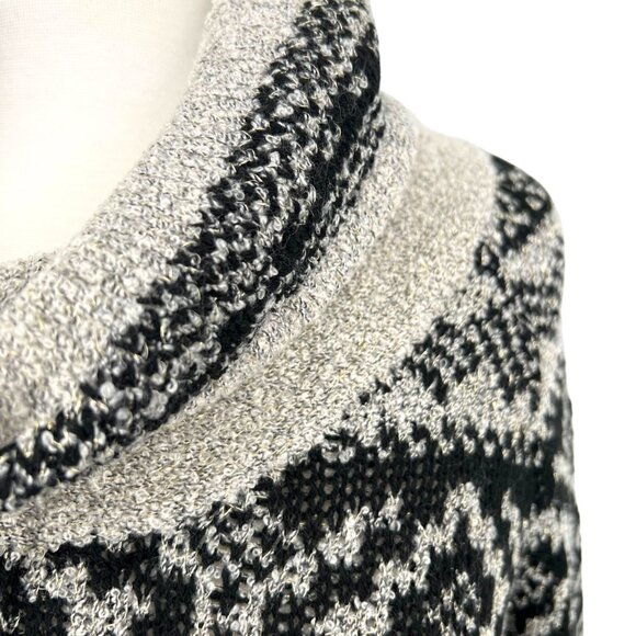 Maurices Nordic Pattern Cowl Neck Sweater Metallic Gray Black Size Medium NWT - Picture 3 of 11